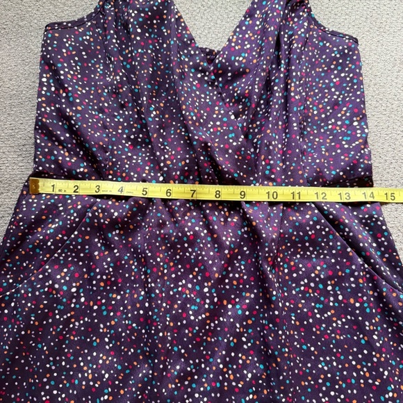 Elegant Purple Spaghetti Strap Gap Dress Size 8 Polka Dot Fit & Flare - Picture 5 of 7